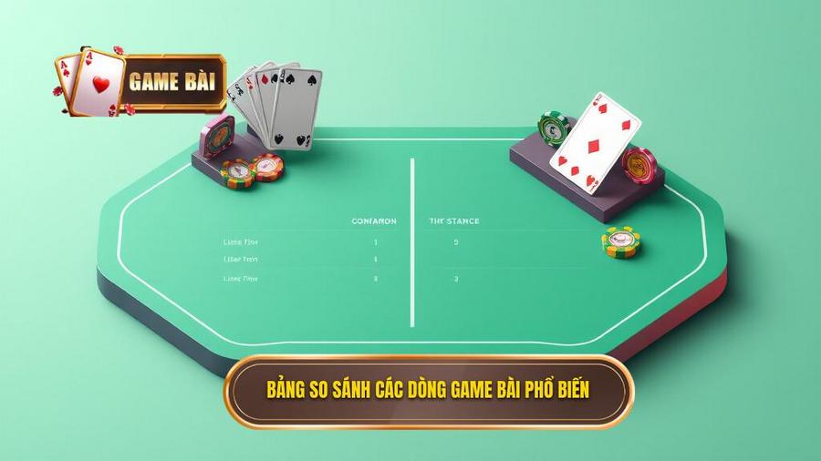 Bảng so sánh đặc điểm các dòng game bài phổ biến
